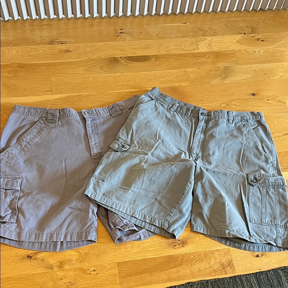 Chaps and Columbia Men's Cargo Shorts - Light Olive and Light Gray Bundle